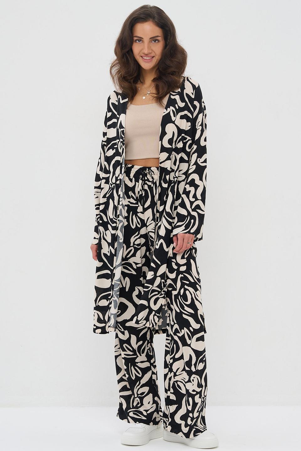 Брюки VAY с принтом чёрно-бежевый