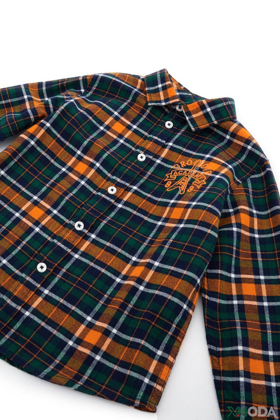 Рубашка Original Marines в клетку оранжево-зелёная