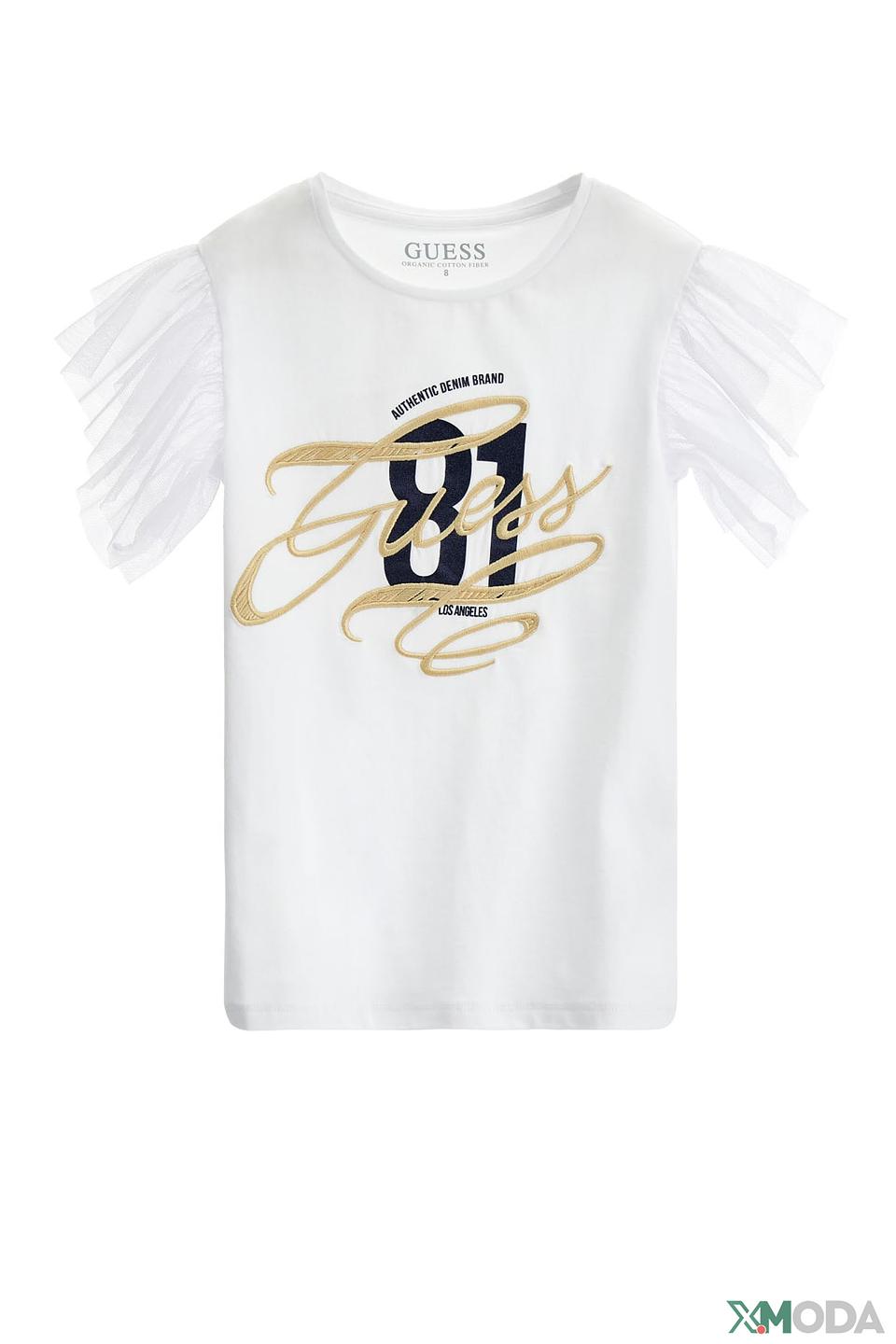 Футболка Guess с рюшами белая