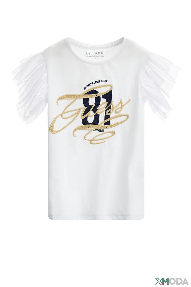 Футболка Guess с рюшами белая