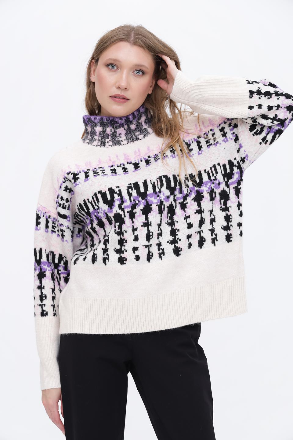 Пуловер Broadway с узором бежевый