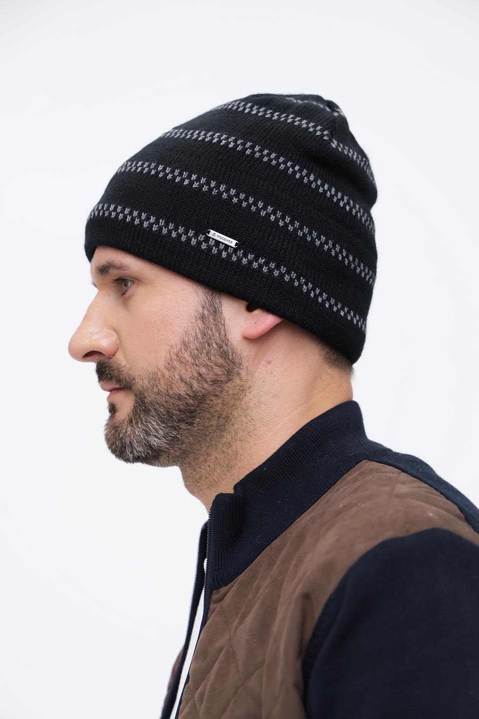 Шапка Wegener мужская чёрная с узором