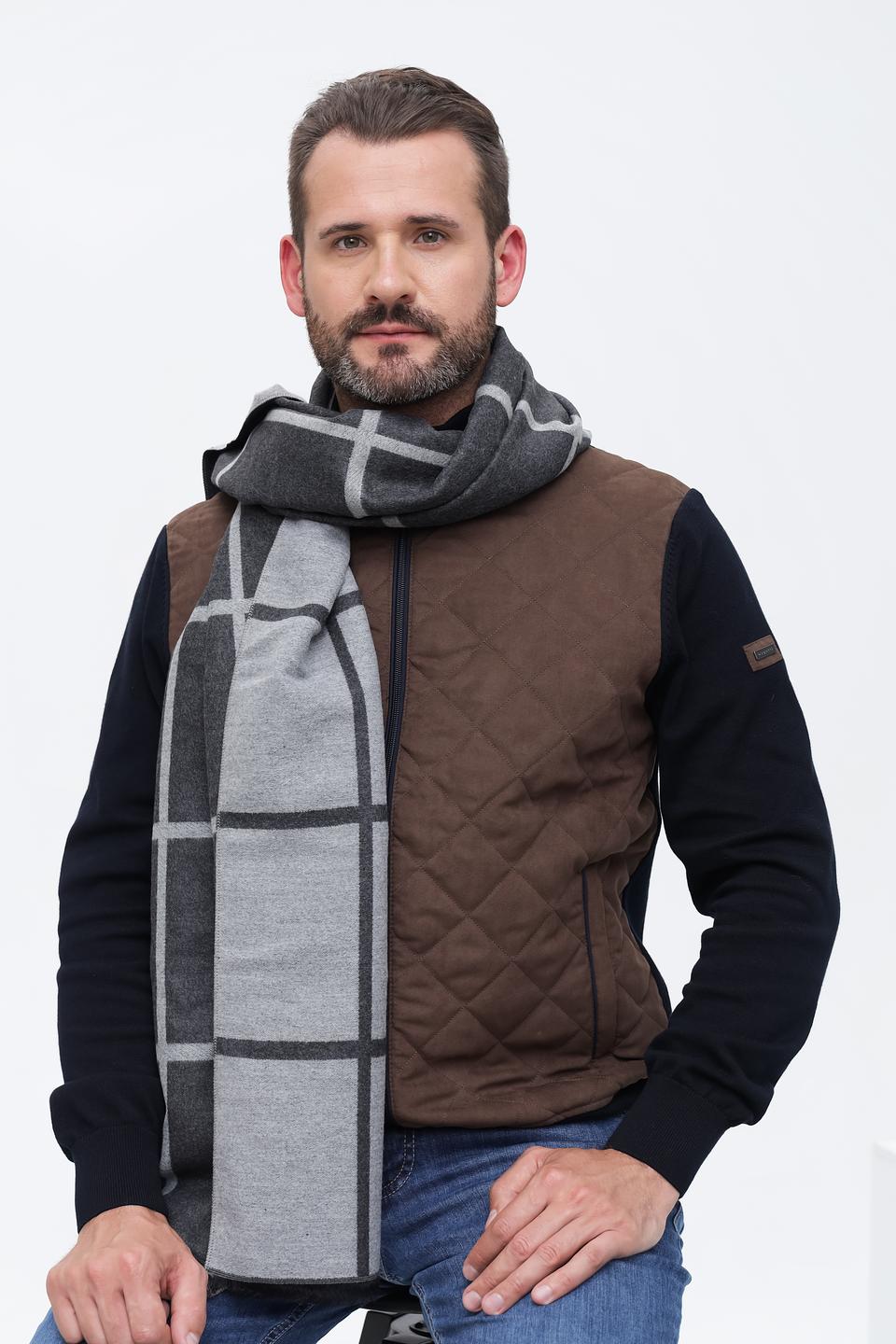 Шарф Pezzo в клетку серый