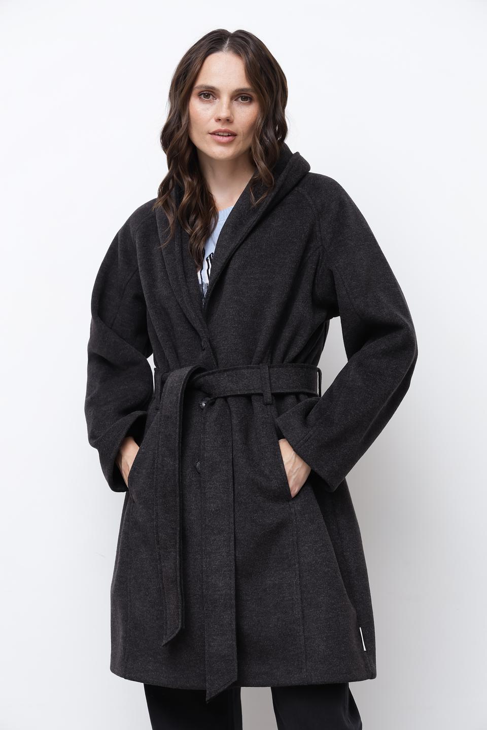 Пальто Broadway с капюшоном графит