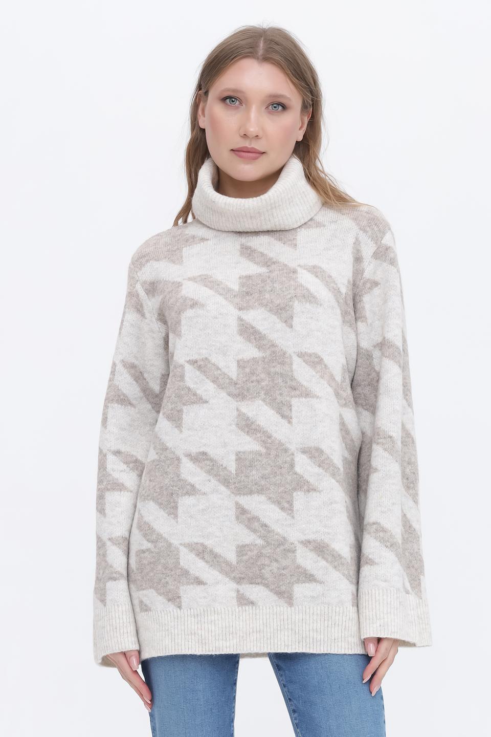 Пуловер Broadway в клетку бежевый