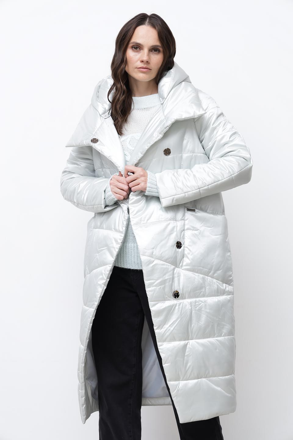 Пальто Beatris стеганое серебристое
