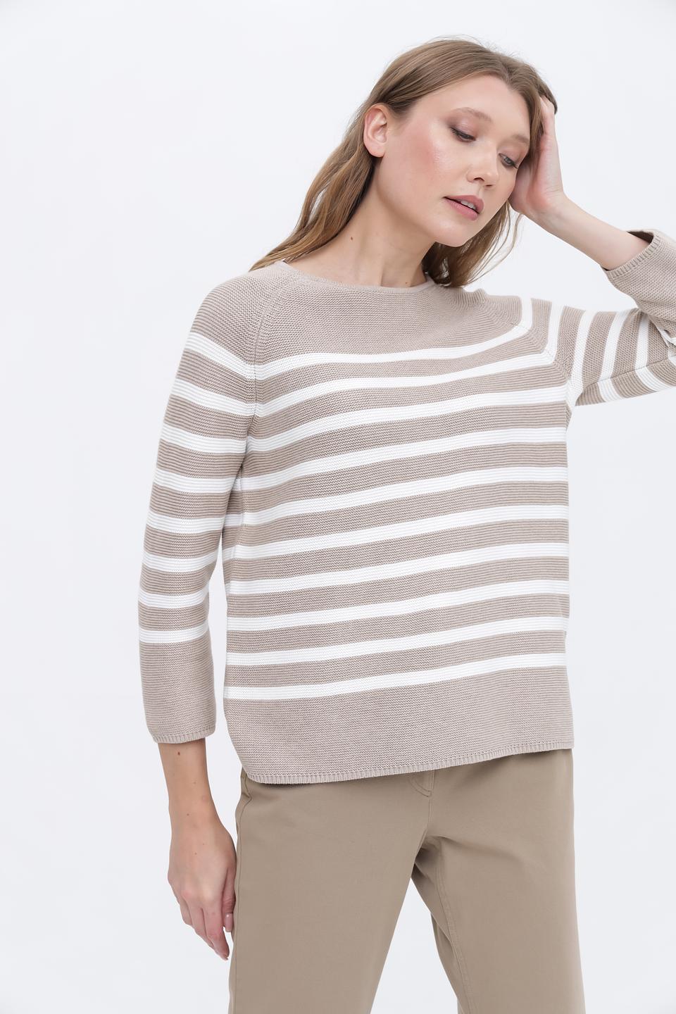 Пуловер Gerry Weber в полоску бежевый