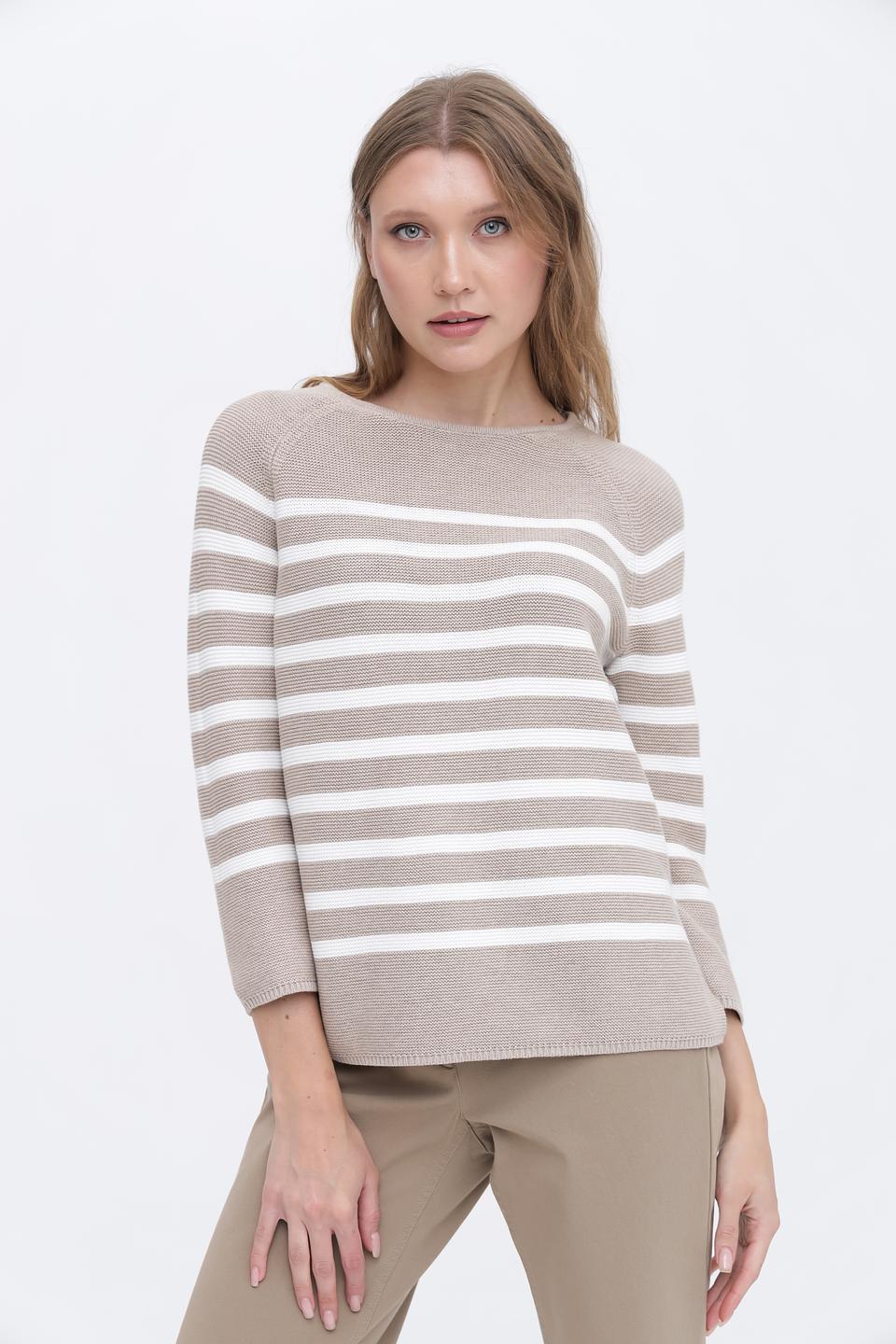 Пуловер Gerry Weber в полоску бежевый