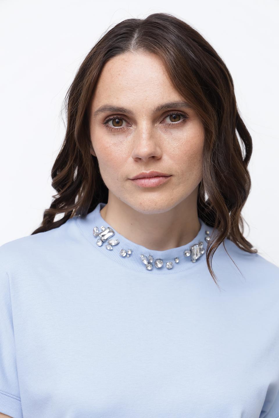 Футболка Marc Cain голубая с декором