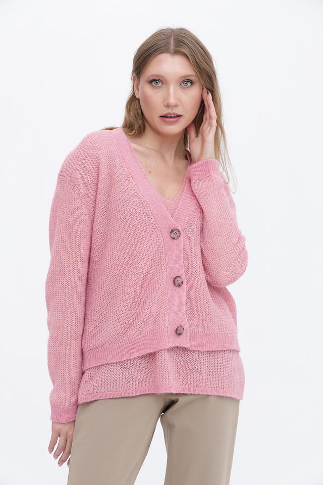 Кардиган Lecomte вязаный розовый