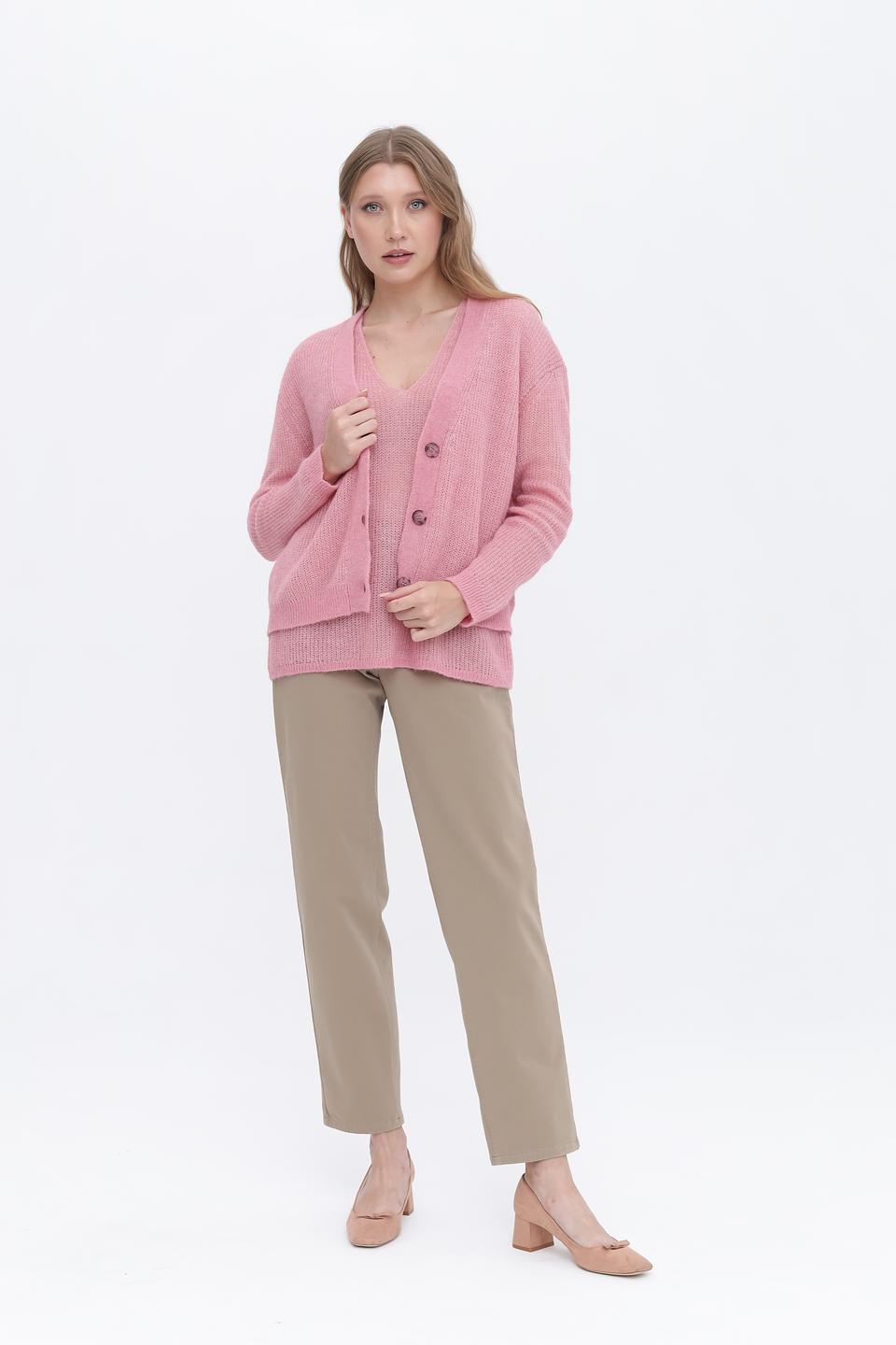 Кардиган Lecomte вязаный розовый