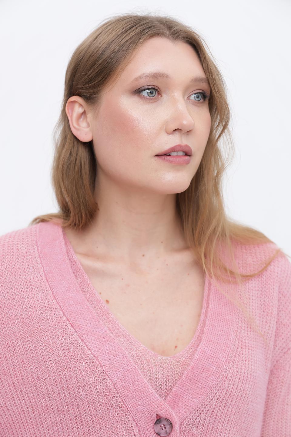 Кардиган Lecomte вязаный розовый