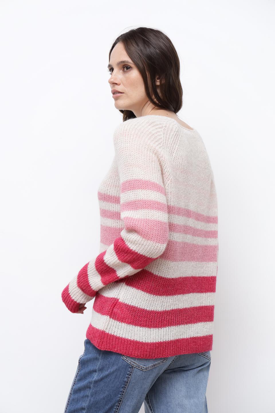Пуловер Lecomte в полоску розовый