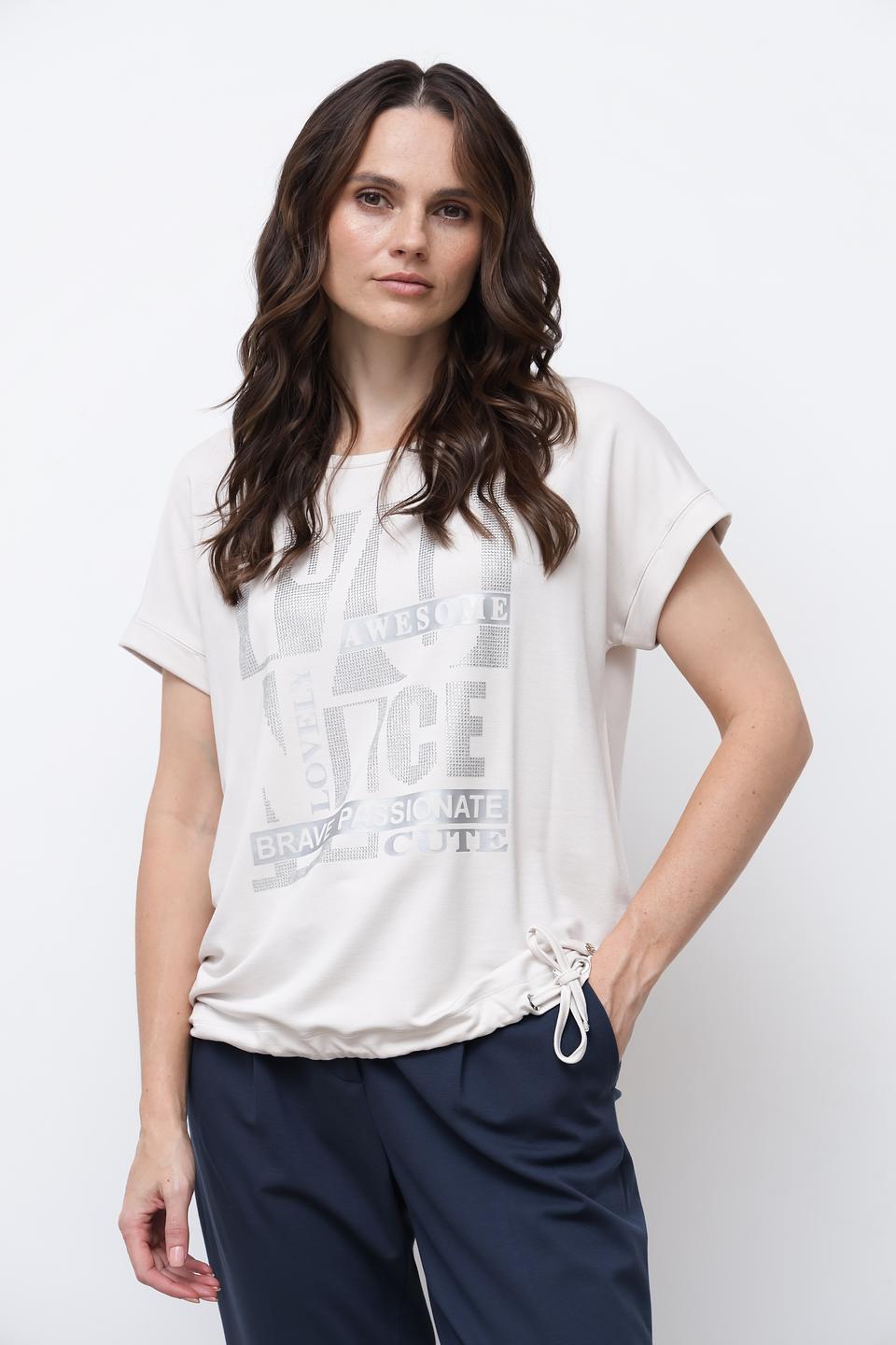 Футболка Monari с принтом бежевая