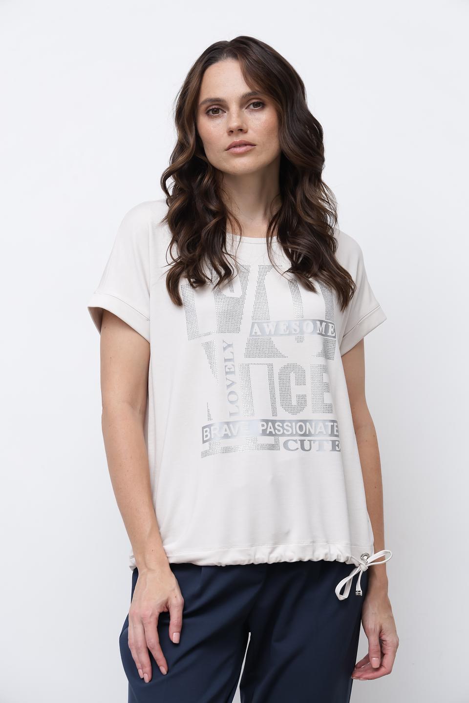 Футболка Monari с принтом бежевая