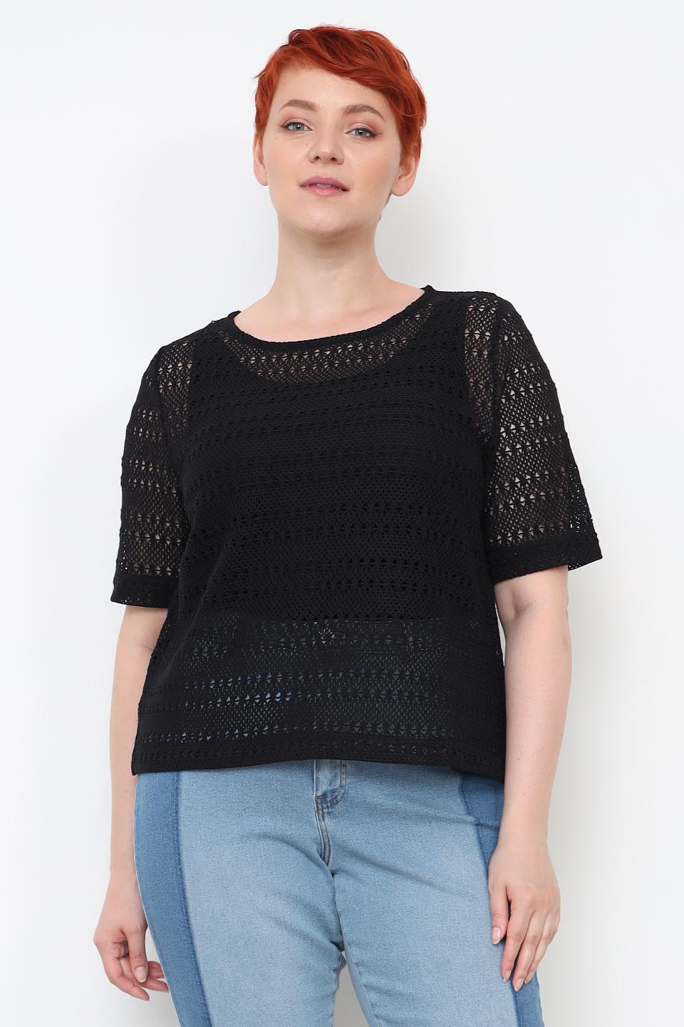 Пуловер Taifun чёрный ажурный