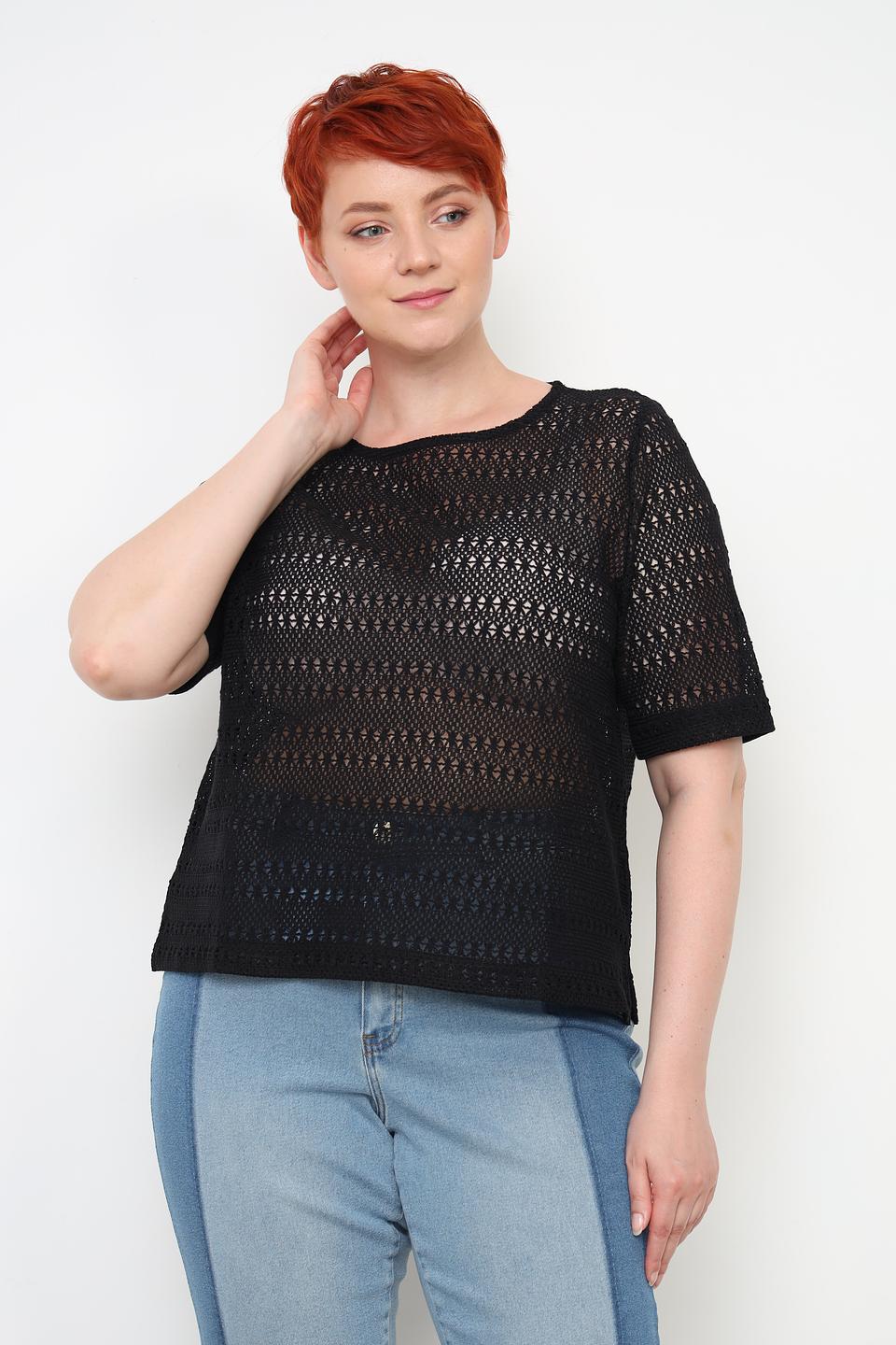 Пуловер Taifun чёрный ажурный