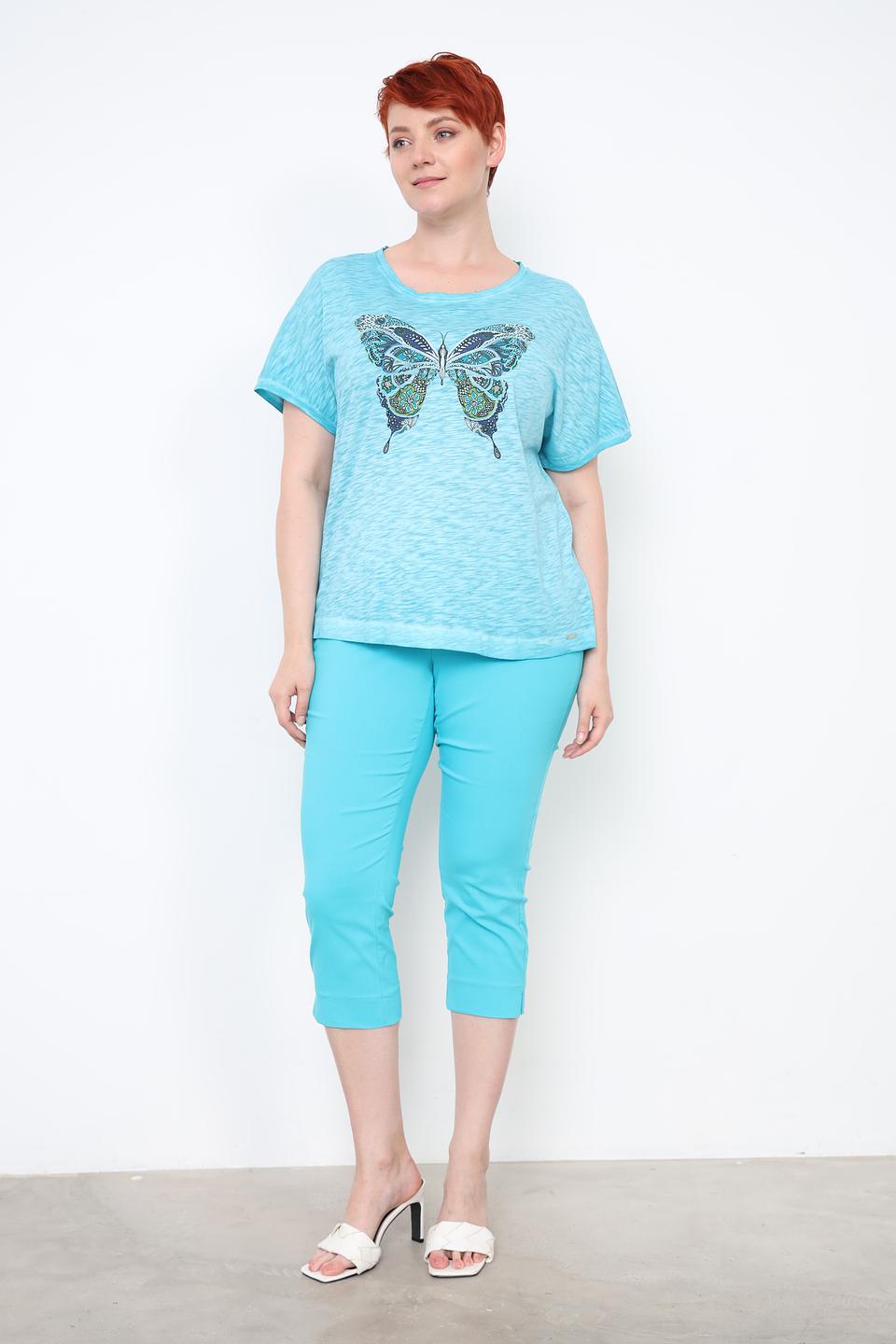 Футболка Via Appia с бабочкой бирюзовая