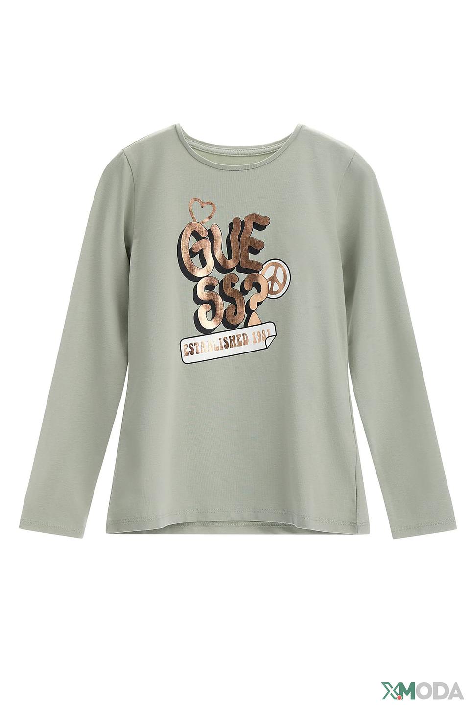 Футболка Guess с логотипом оливковая