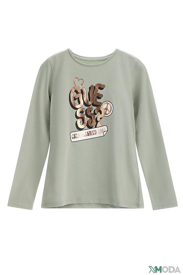 Футболка Guess с логотипом оливковая