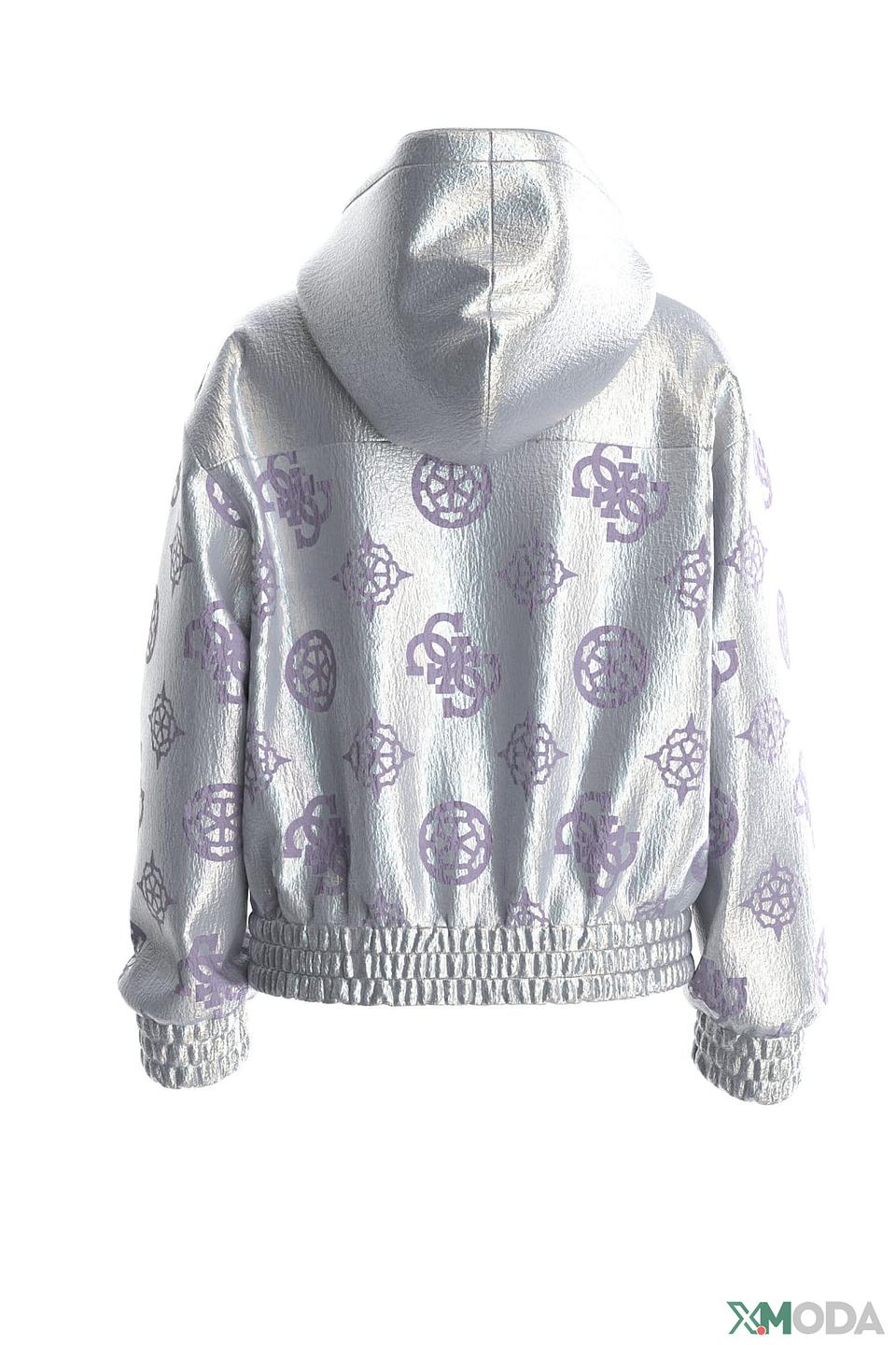 Куртка Guess с логотипом серебристая