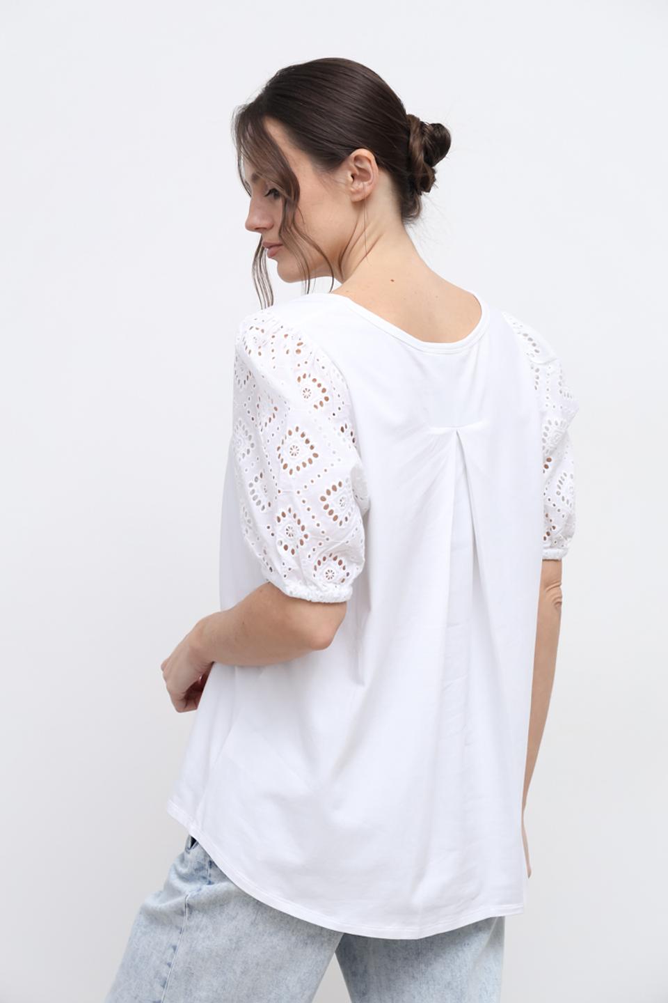 Футболка Oui с кружевными рукавами