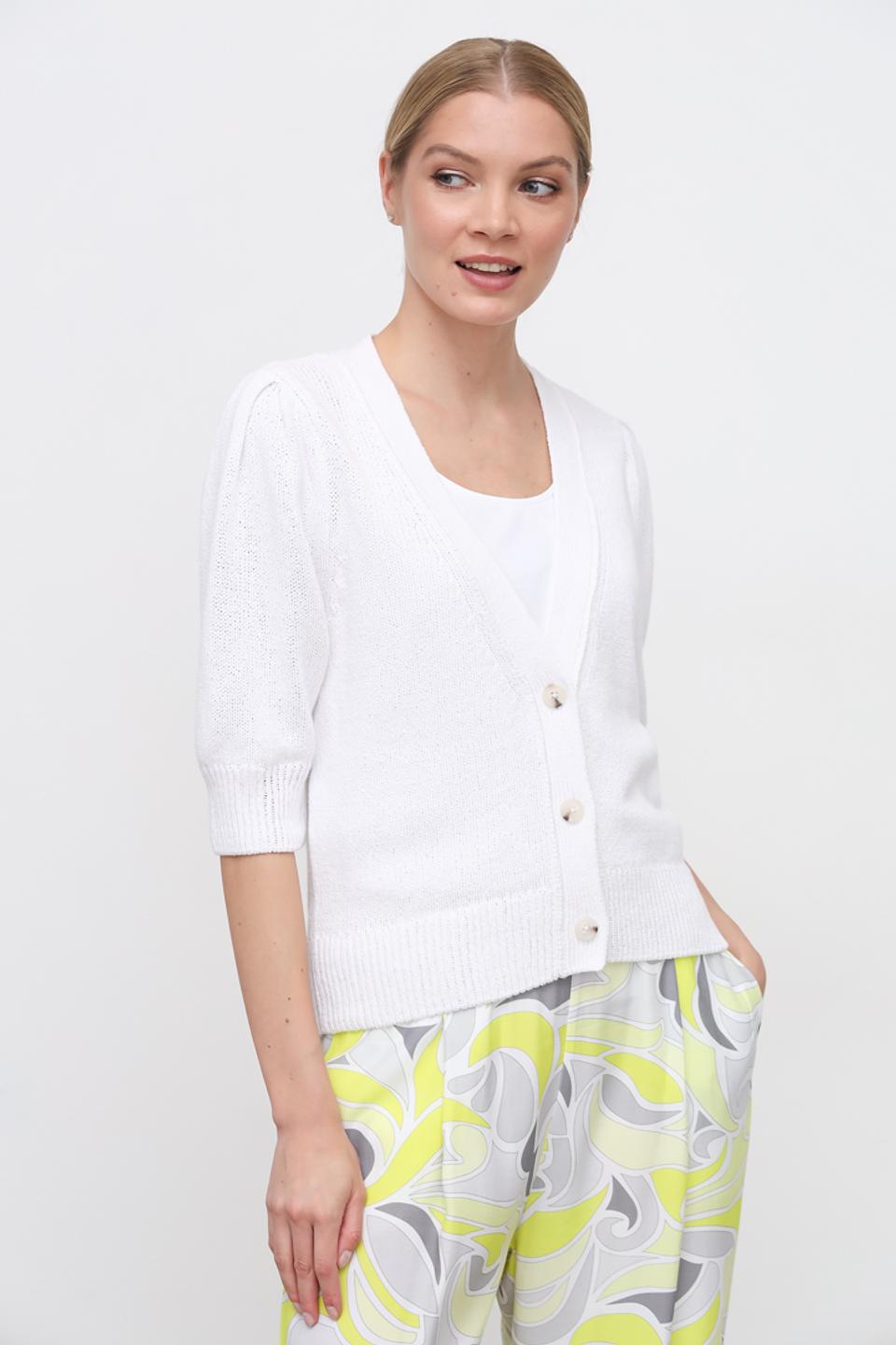 Кардиган Oui женский белый с рукавом 3/4