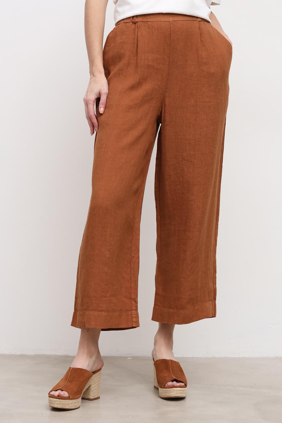 Брюки Oui льняные терракотовые