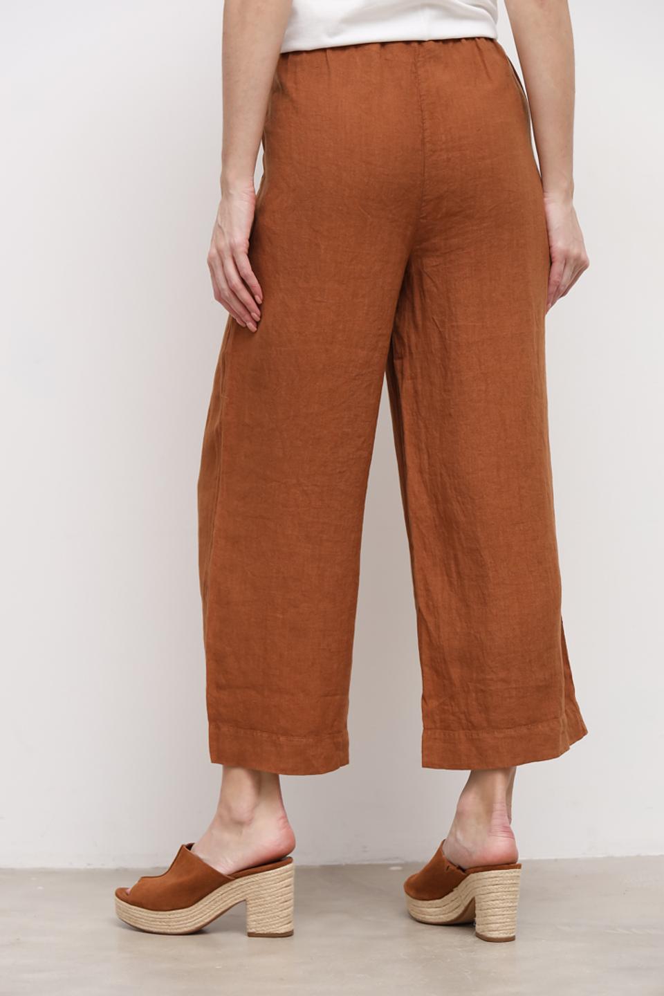 Брюки Oui льняные терракотовые