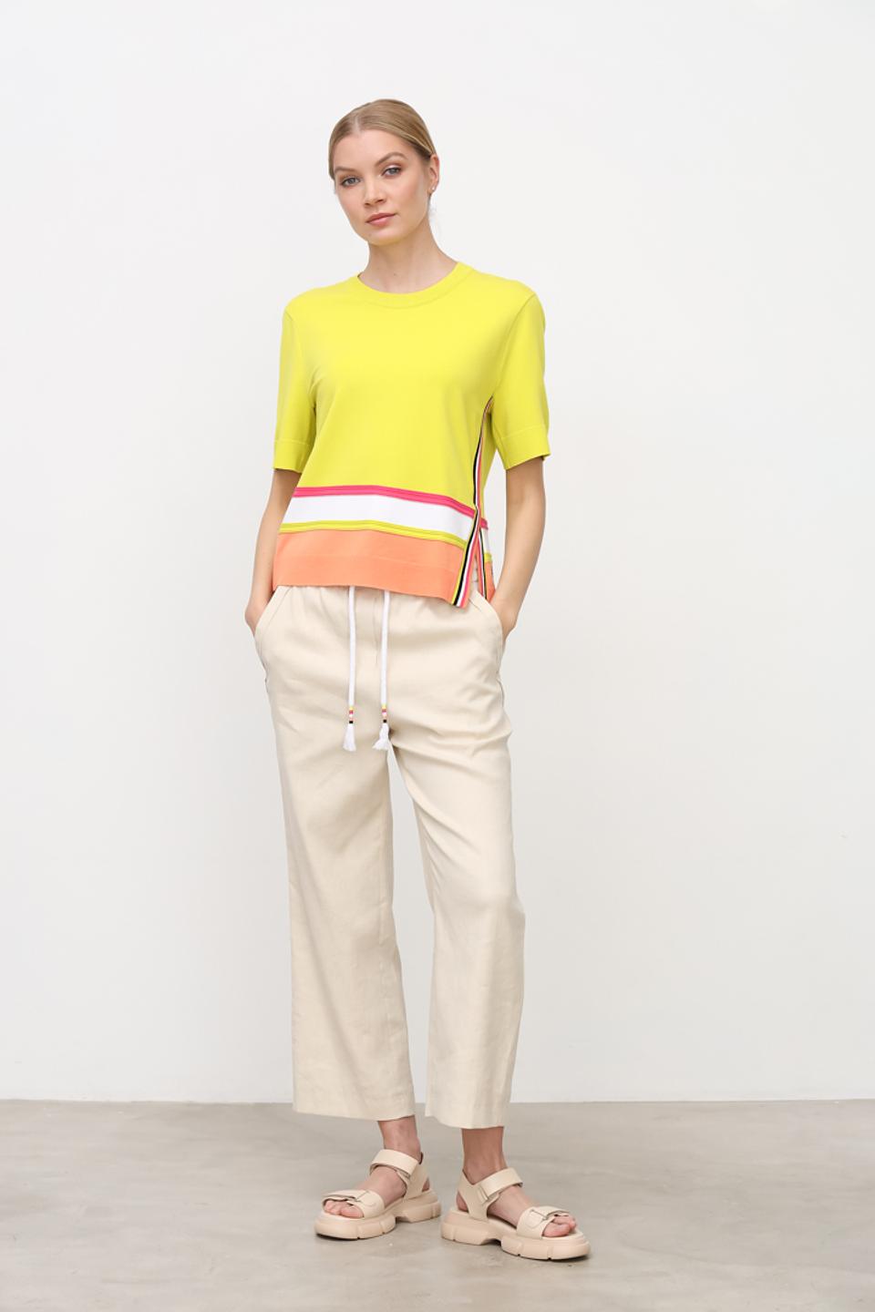 Пуловер Marc Cain лайм с полосками