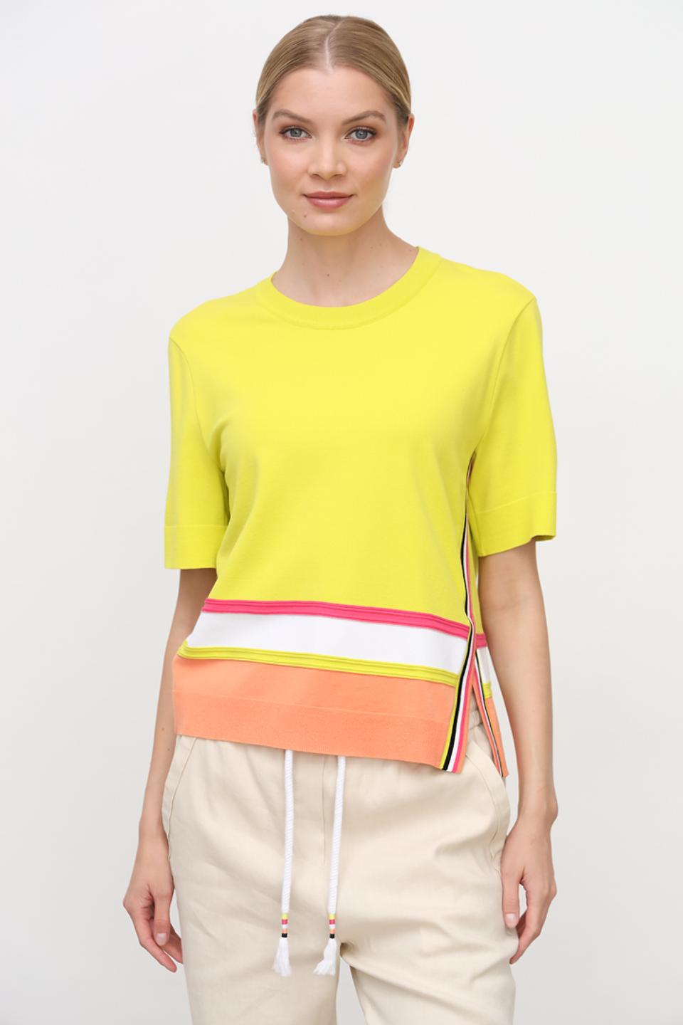 Пуловер Marc Cain лайм с полосками