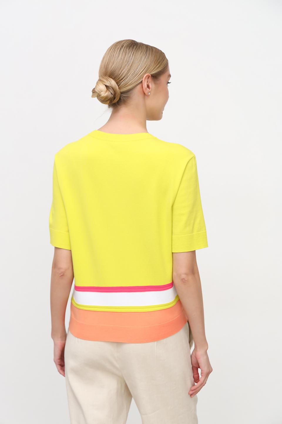 Пуловер Marc Cain лайм с полосками