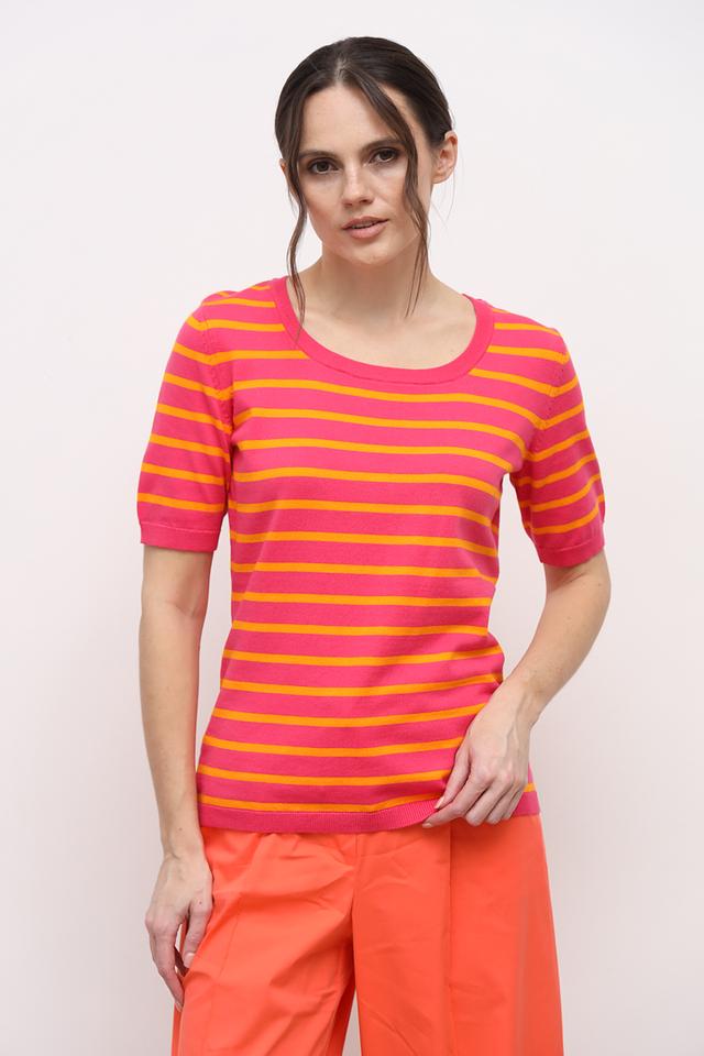 Пуловер Oui в полоску, розовый