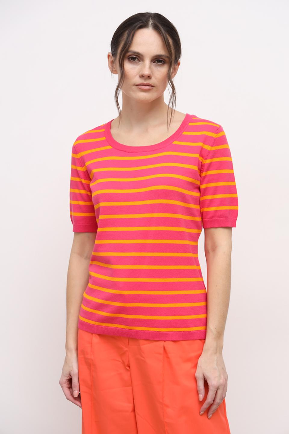 Пуловер Oui в полоску, розовый