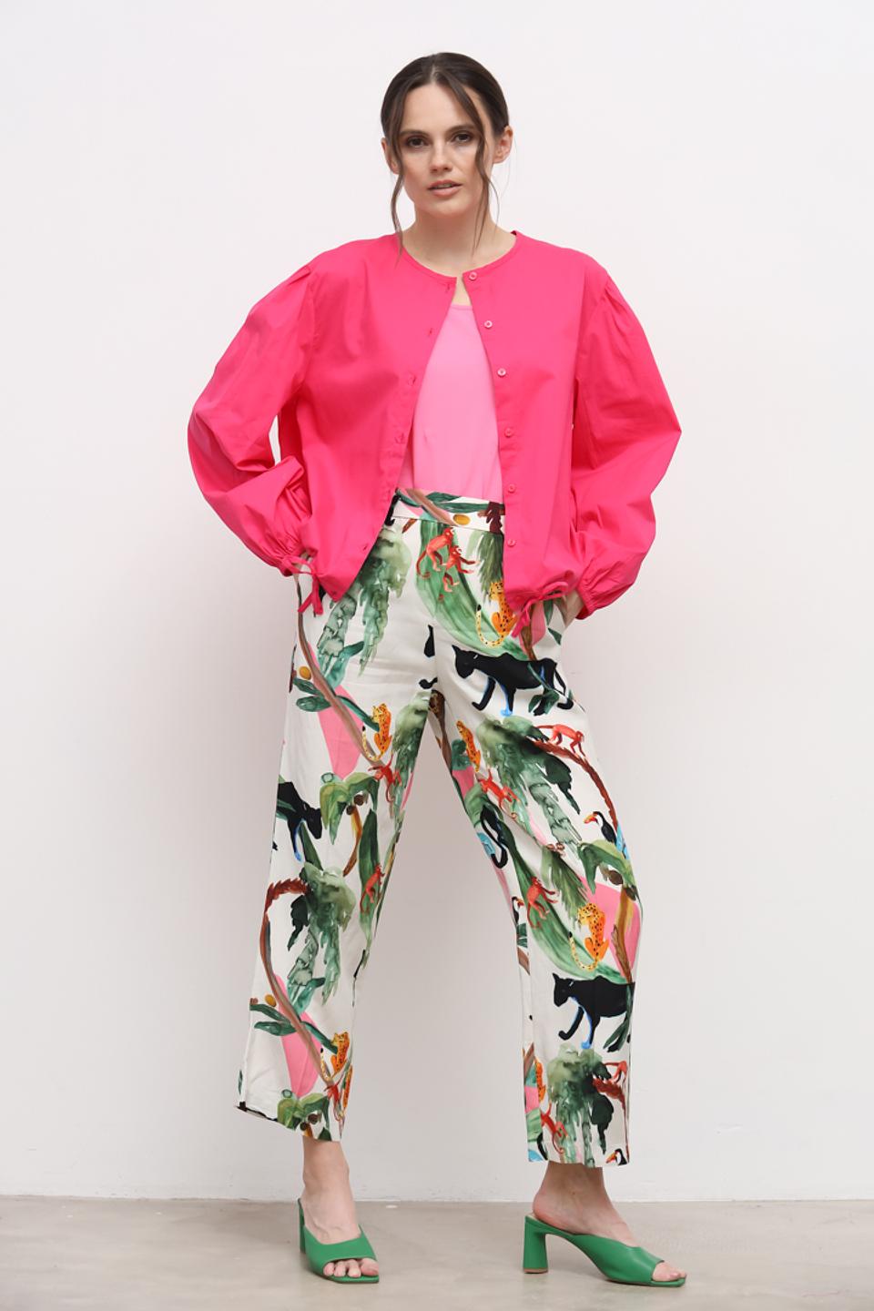 Рубашка Oui с объёмными рукавами фуксия