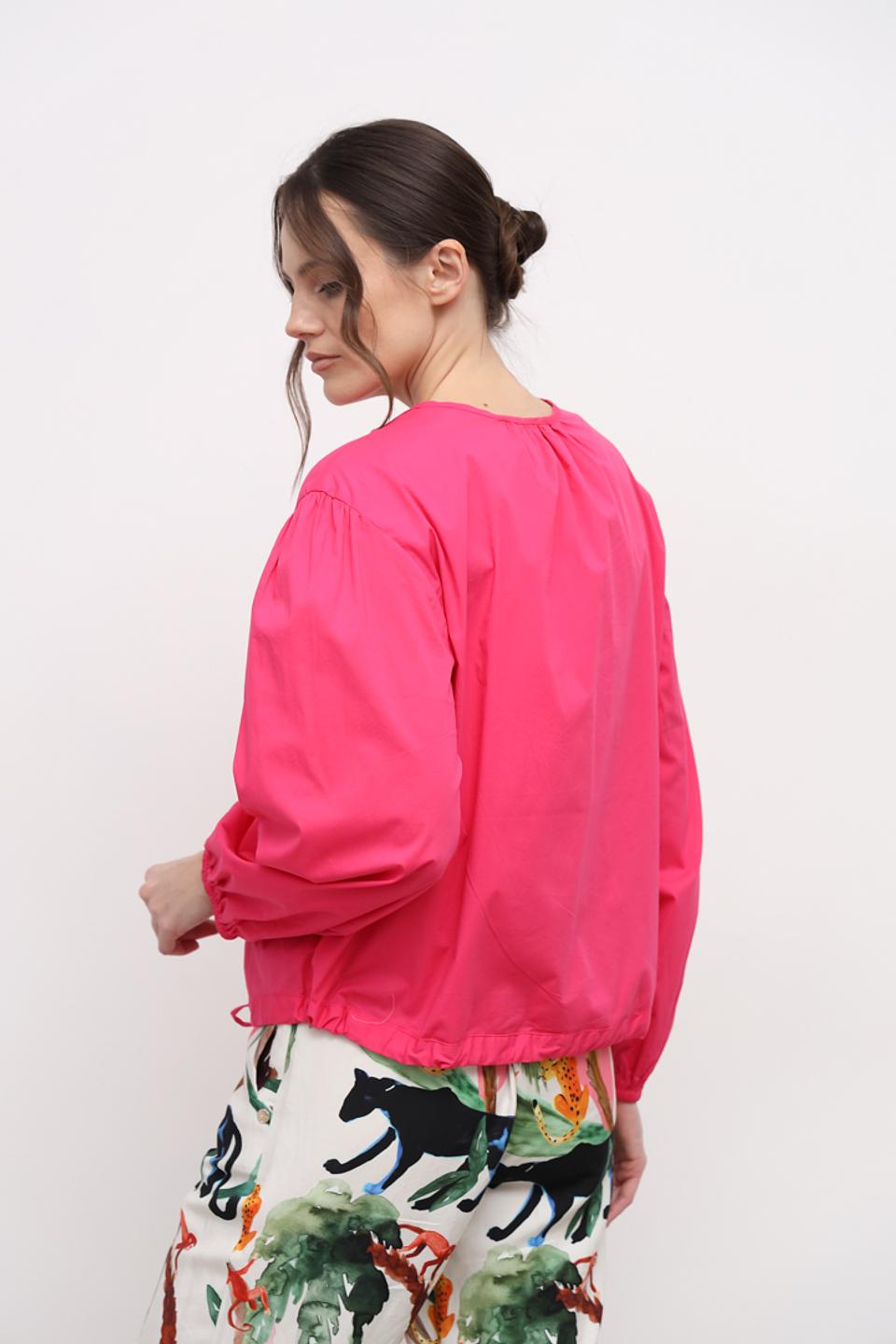 Рубашка Oui с объёмными рукавами фуксия