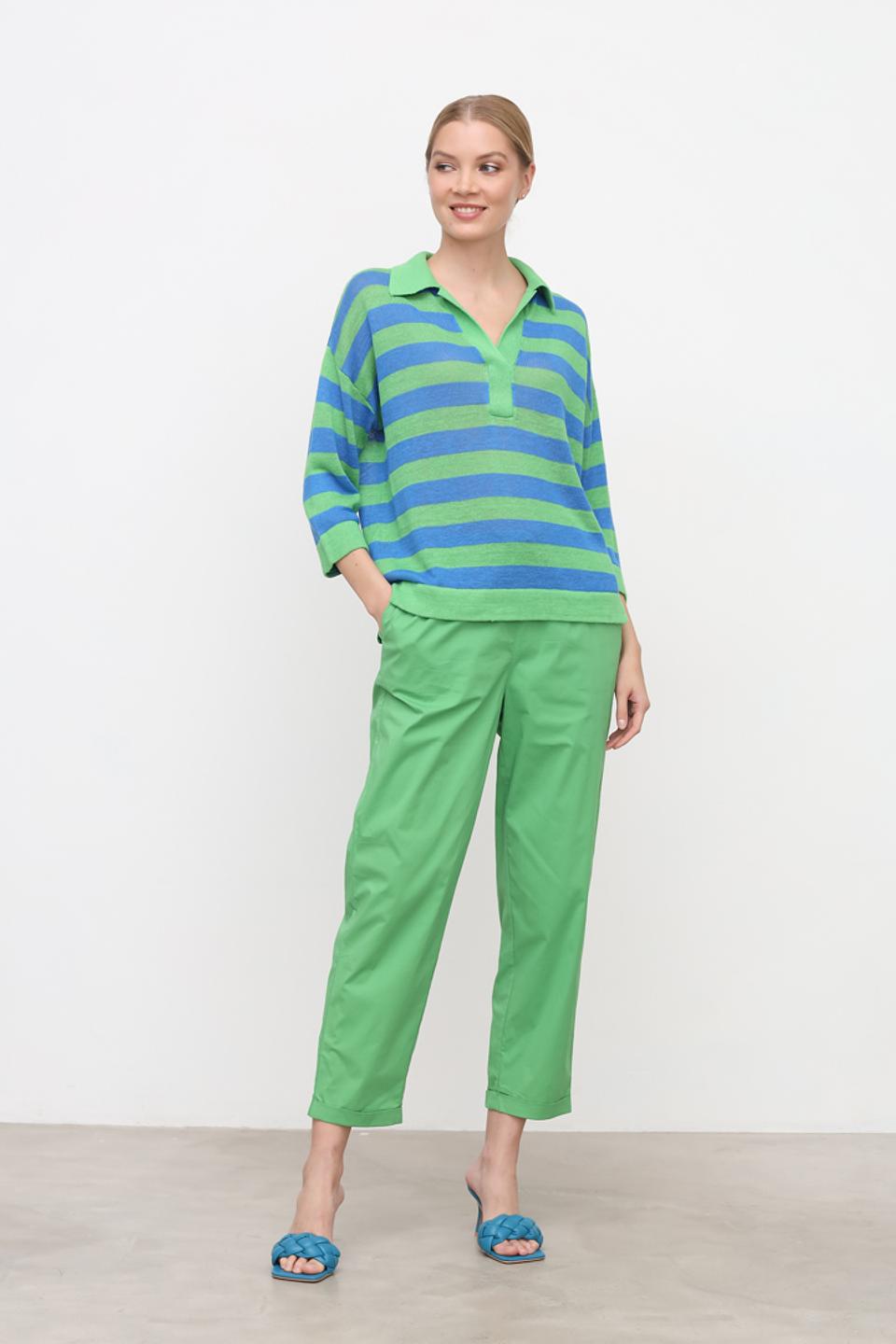 Пуловер Oui в полоску, зелёный