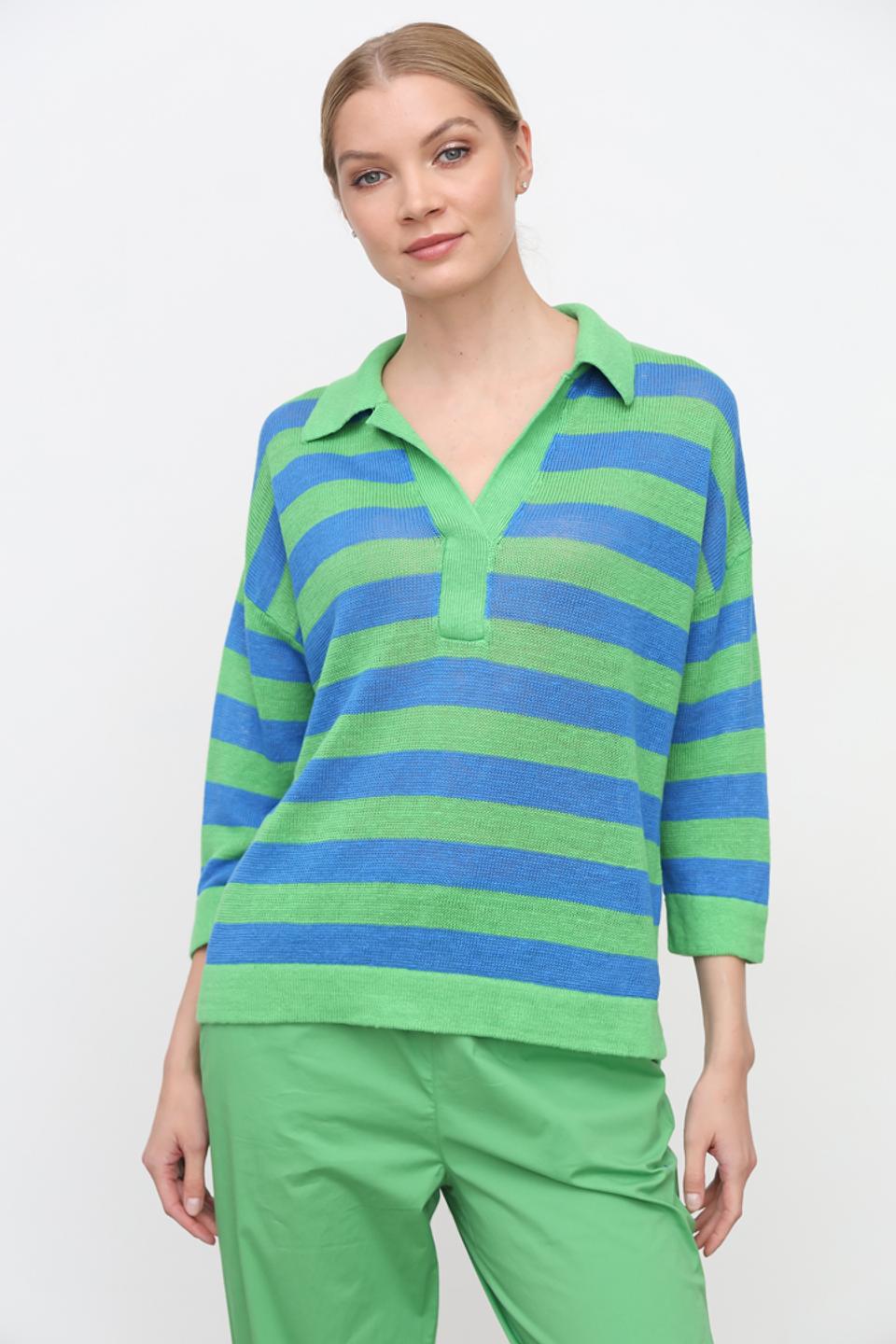 Пуловер Oui в полоску, зелёный