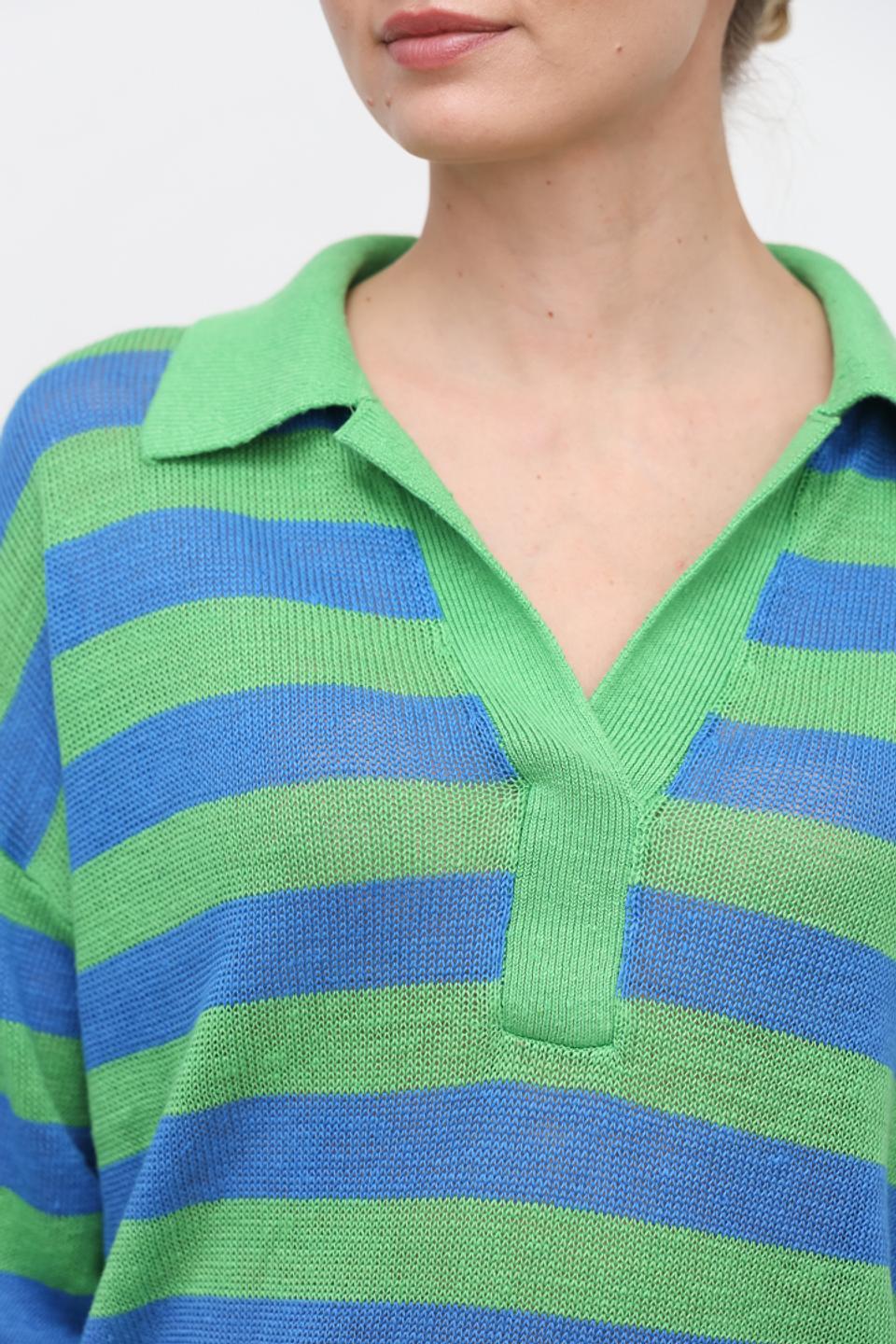 Пуловер Oui в полоску, зелёный