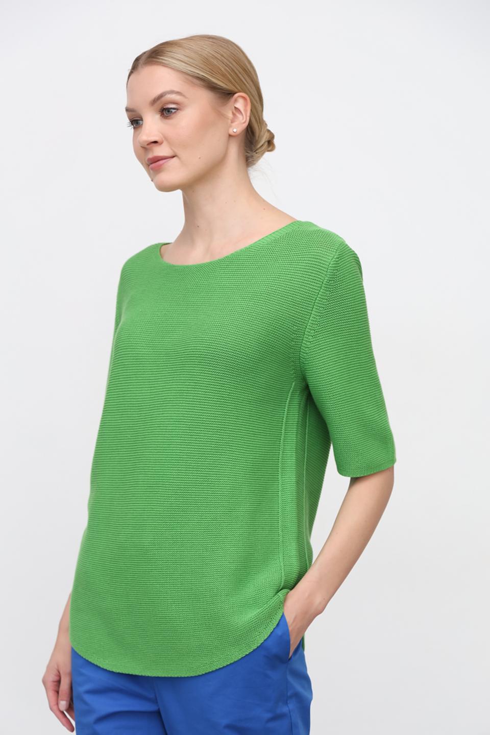 Пуловер Oui зелёный с рукавом 3/4