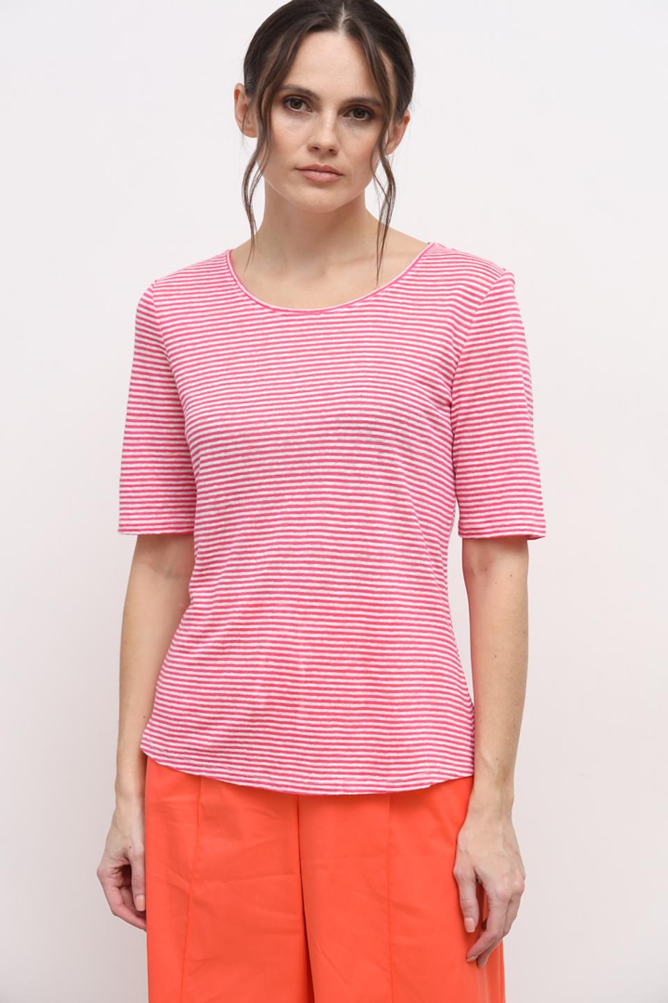 Футболка Oui в полоску розовая