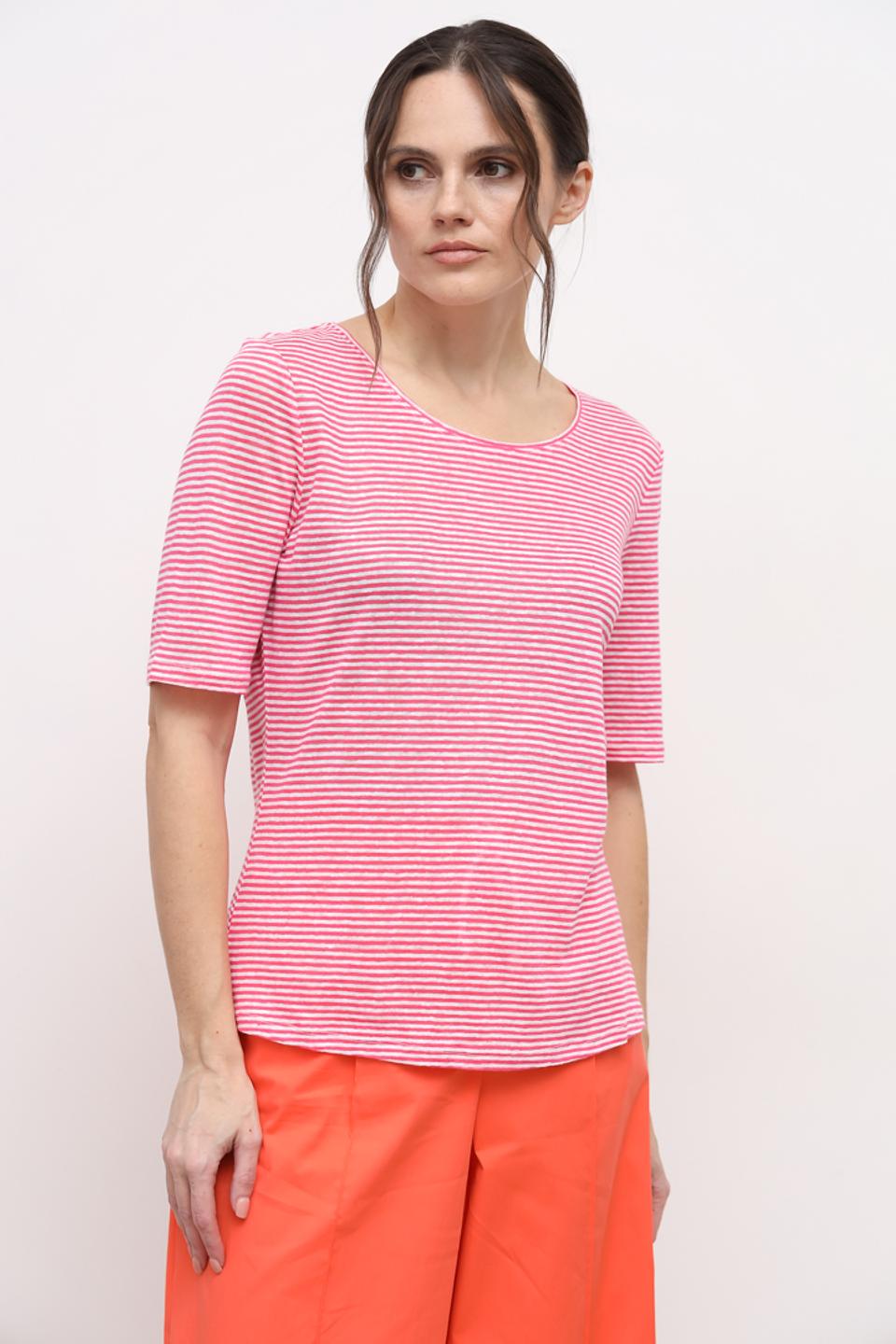 Футболка Oui в полоску розовая