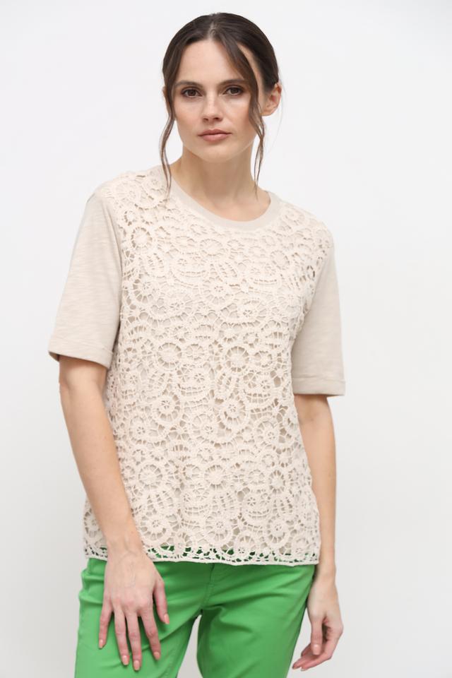Футболка Lecomte с кружевом бежевый