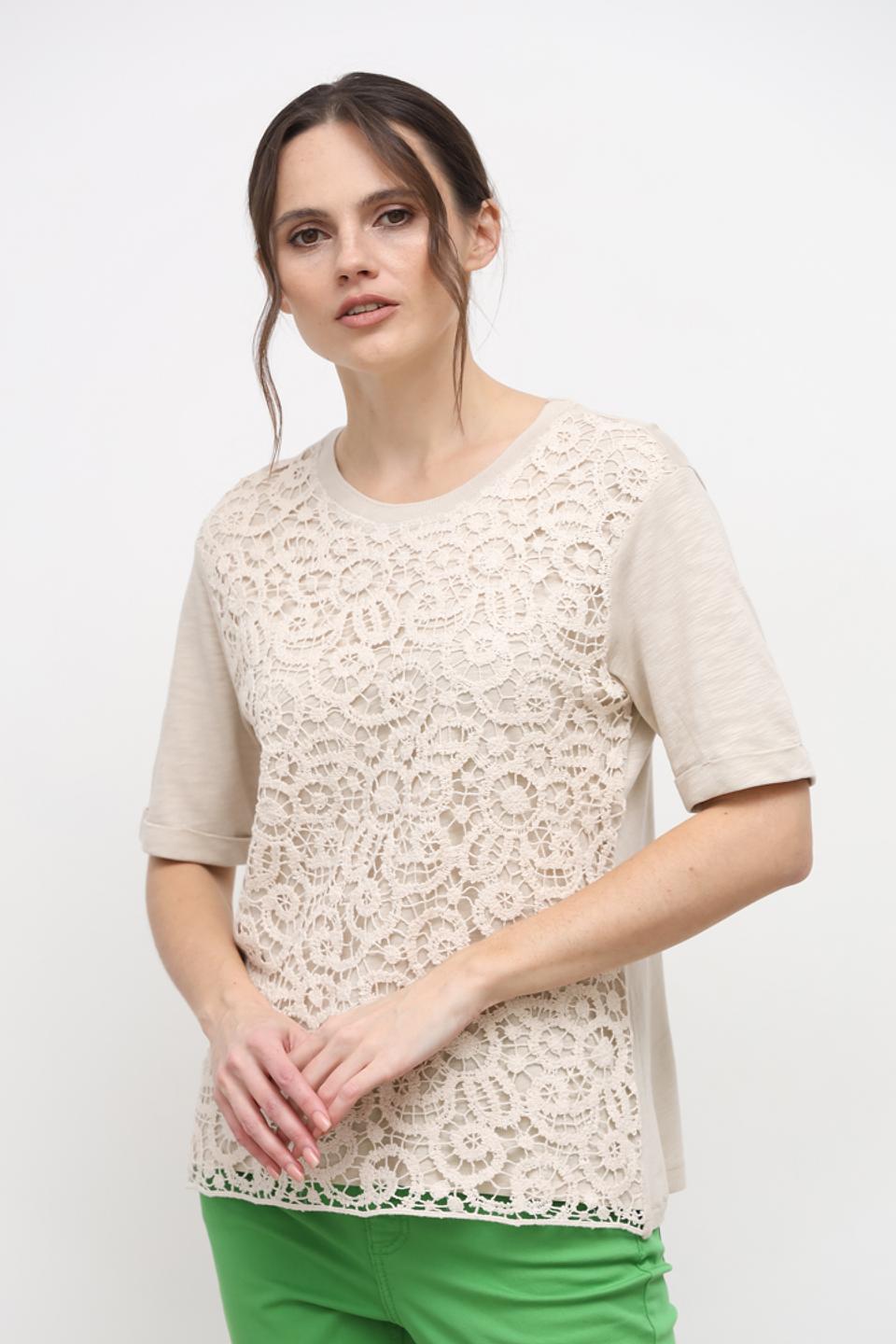 Футболка Lecomte с кружевом бежевый