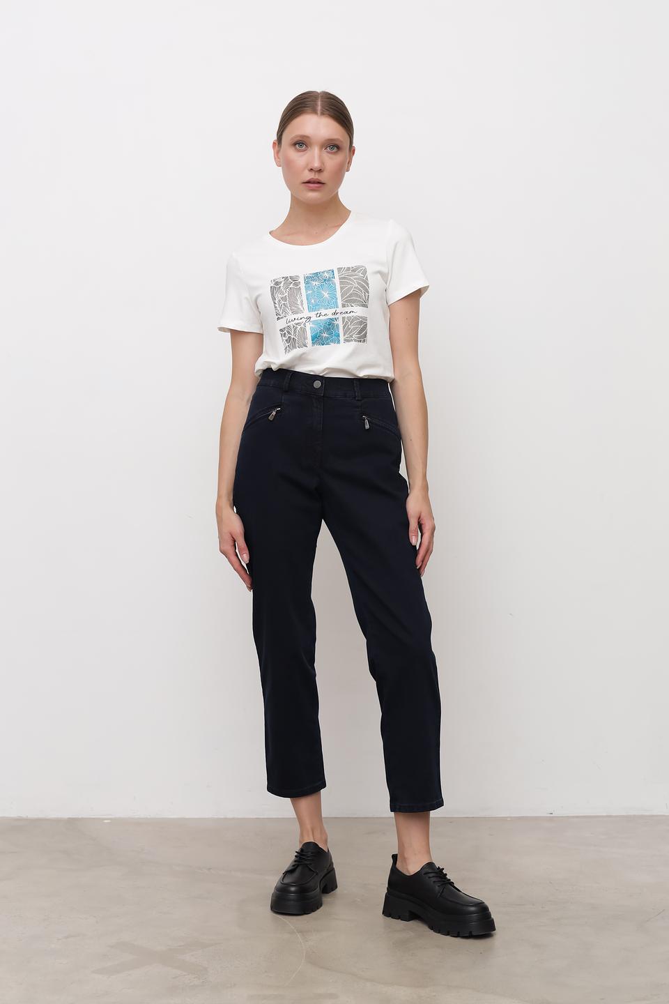 Джинсы Zerres тёмно-синие с карманами на молнии