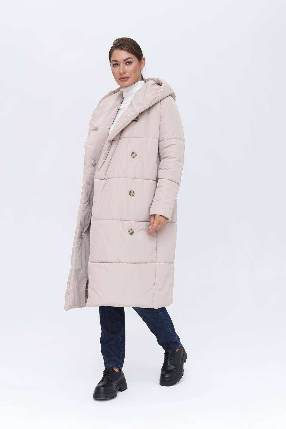 Пальто Electra style стеганое бежевое