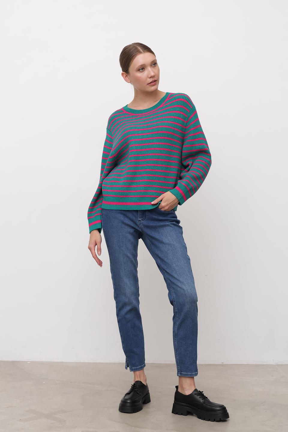 Пуловер Oui в полоску