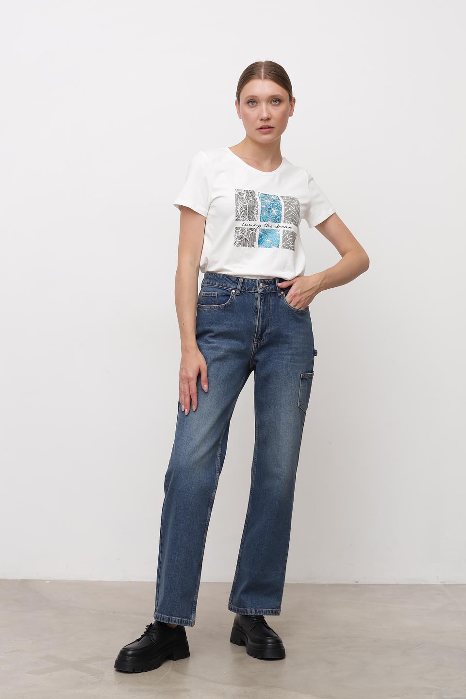 Джинсы карго Oui синие