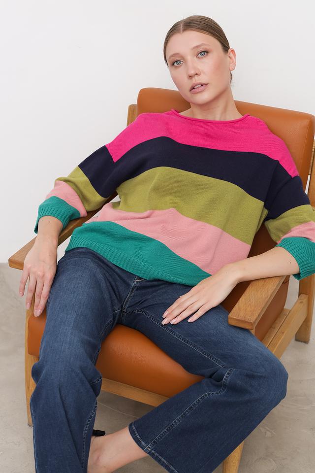 Пуловер Oui в полоску