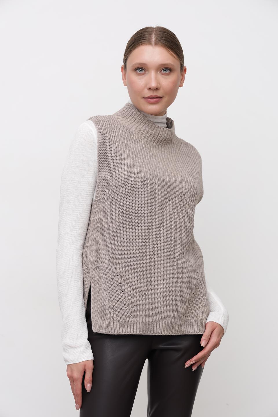 Жилет Oui вязаный бежевый